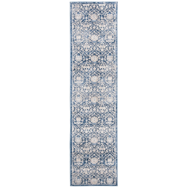 Safavieh Brentwood 2' x 6' Runner Rug in Navy and Cream