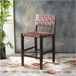 Safavieh Paxton Leather Counter Stool in Cognac and Walnut