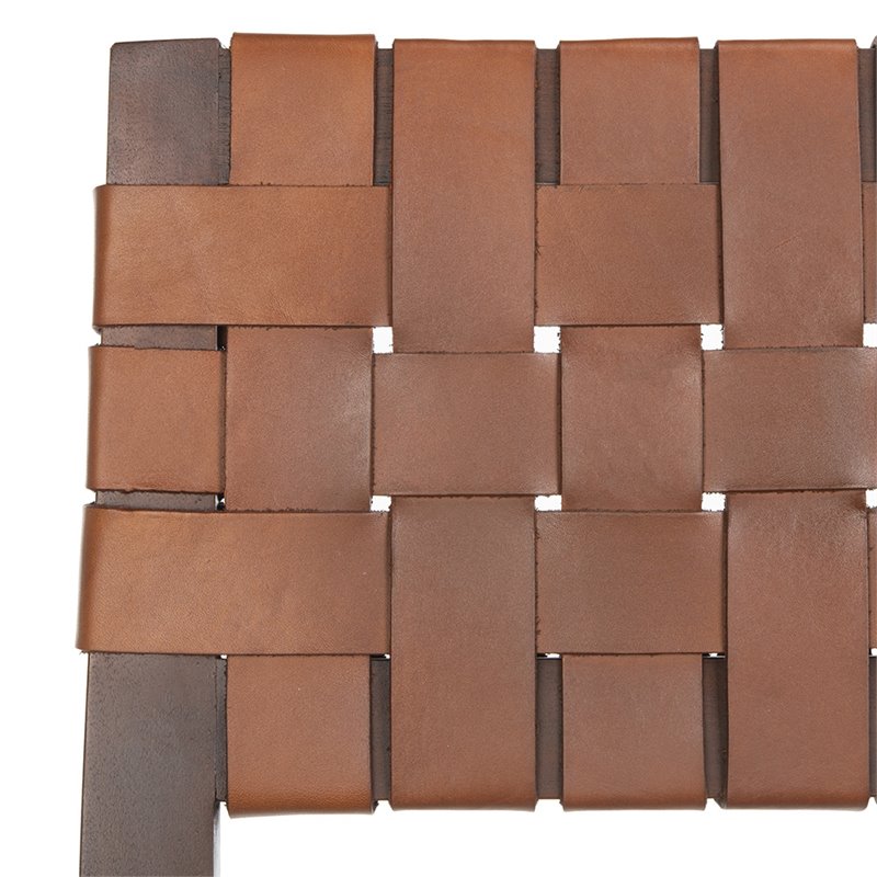 Safavieh Paxton Leather Counter Stool in Cognac and Walnut