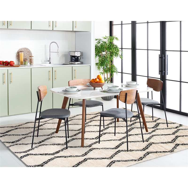 Safavieh Kenya 9' x 12' Hand Woven Shag Wool Rug in Black and Ivory