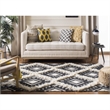 Safavieh Kenya 6' x 9' Hand Woven Shag Wool Rug in Black and Ivory