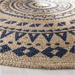 Safavieh Natural Fiber 3' Round Hand Woven Jute Rug in Royal Blue