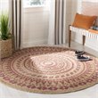 Safavieh Natural Fiber 3' Round Hand Woven Jute Rug in Pink