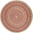 Safavieh Natural Fiber 3' Round Hand Woven Jute Rug in Pink