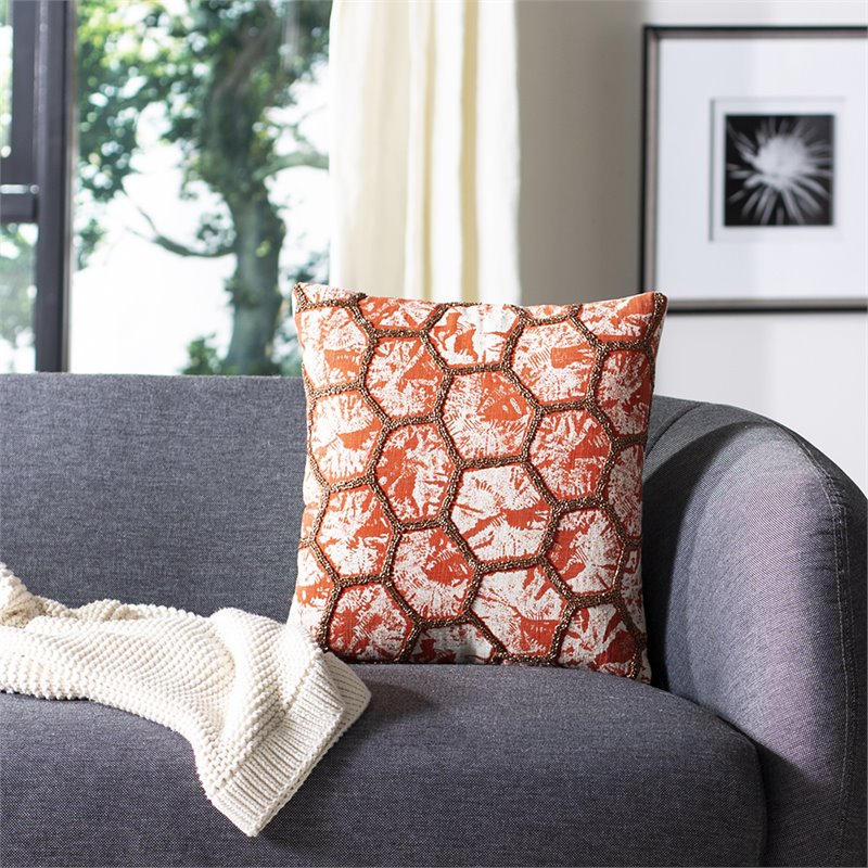 Safavieh Falla Throw Pillow in Orange and White