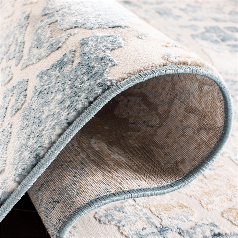 Safavieh Vogue 4' X 6' Polyester Power Loomed Rug In Ivory And Teal