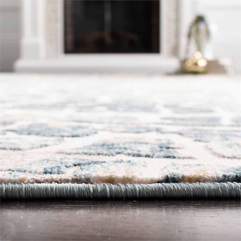 Safavieh Vogue 4' X 6' Polyester Power Loomed Rug In Ivory And Teal