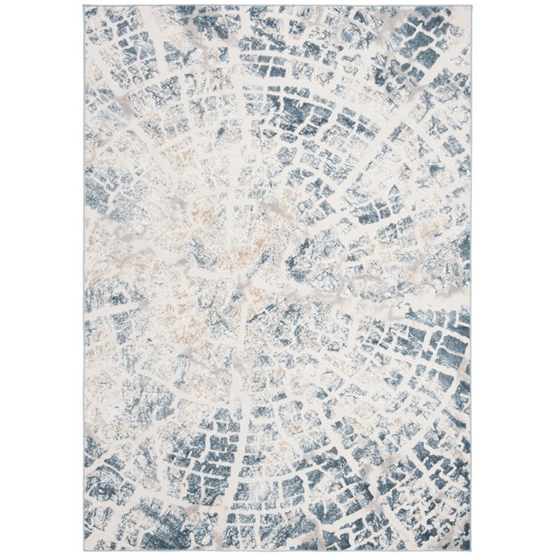 Safavieh Vogue 9' X 12' Polyester Power Loomed Rug In Ivory And Teal