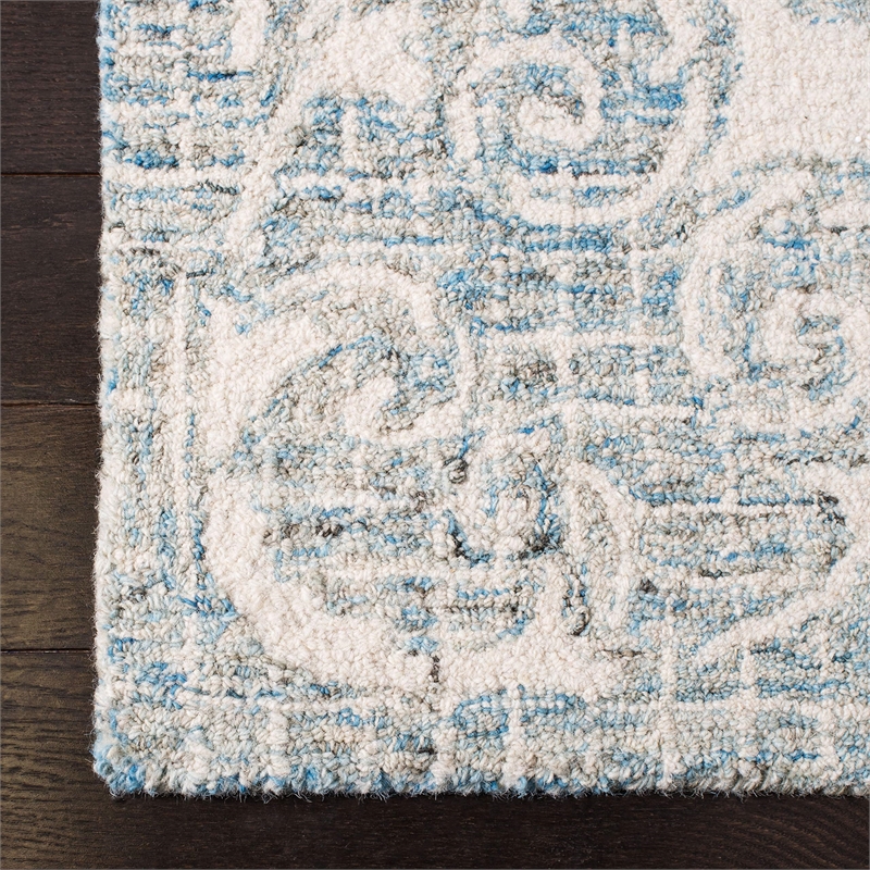 Safavieh Abstract 6' x 9' Hand Tufted Wool Rug in Light Blue
