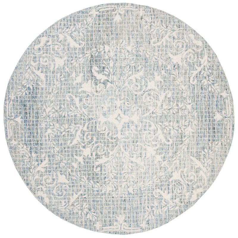 Safavieh Abstract 6' Round Hand Tufted Wool Rug in Light Blue