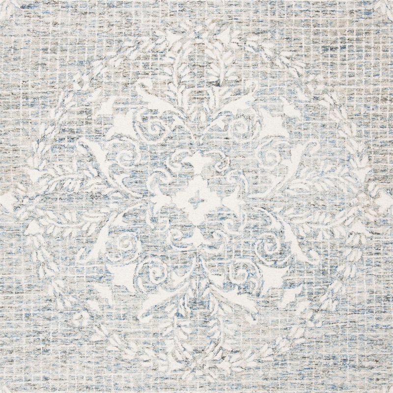 Safavieh Abstract 6' Square Hand Tufted Wool Rug in Light Blue