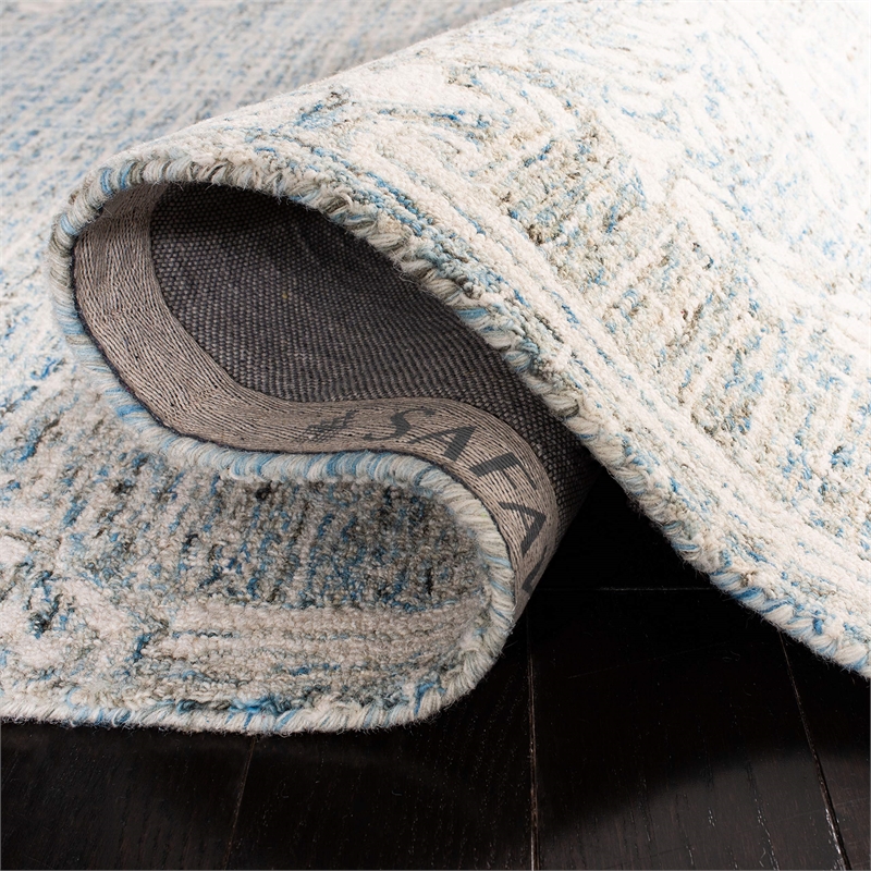 Safavieh Abstract 6' Square Hand Tufted Wool Rug in Light Blue