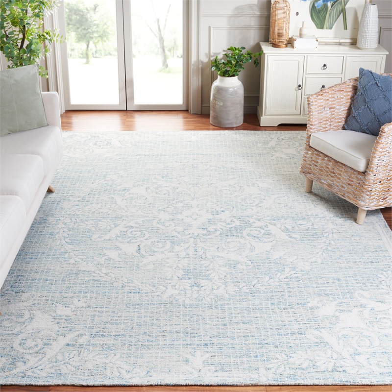 Safavieh Abstract 8' x 10' Hand Tufted Wool Rug in Light Blue