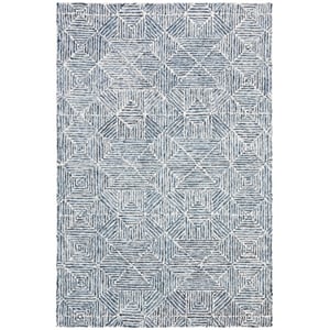 Safavieh Abstract 4'-0&quot x 6'-0&quot Wool and Cotton Hand Tufted Rug in Blue / Ivory