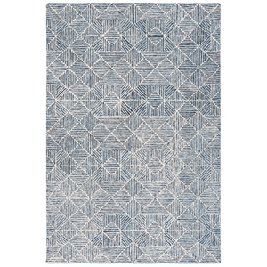 Safavieh Abstract 5'-0&quot x 8'-0&quot Wool and Cotton Hand Tufted Rug in Blue / Ivory