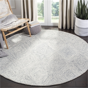 Safavieh Abstract 6' Round Hand Tufted Wool Rug in Gray