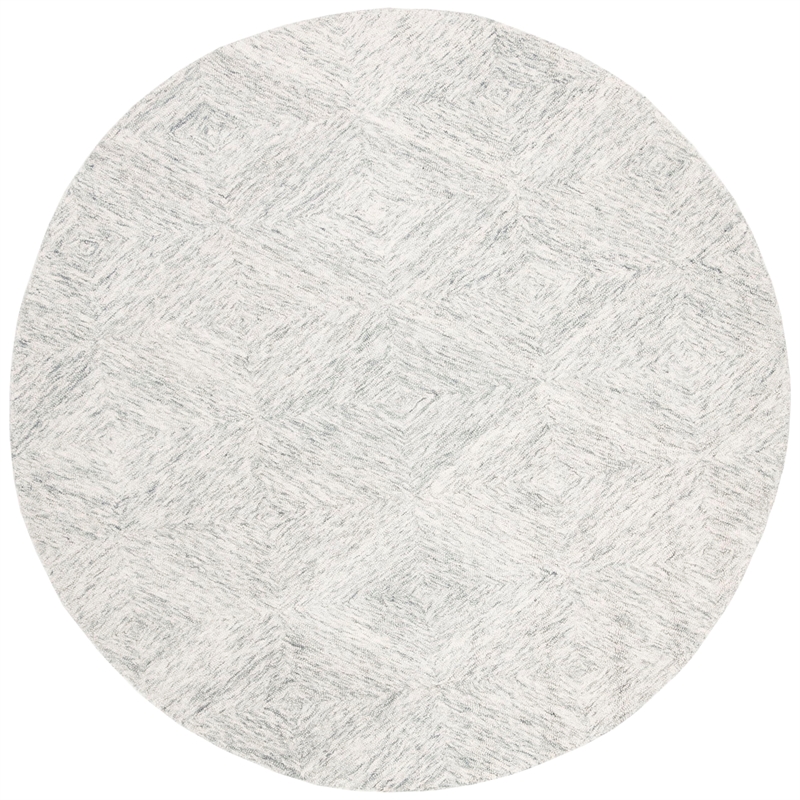 Safavieh Abstract 6' Round Hand Tufted Wool Rug in Gray