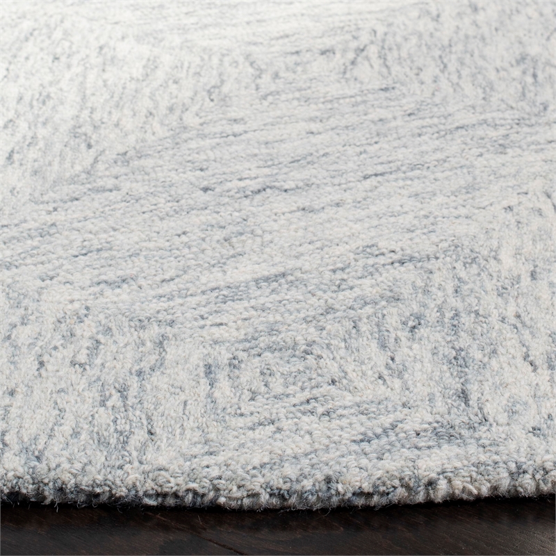 Safavieh Abstract 6' Round Hand Tufted Wool Rug in Gray