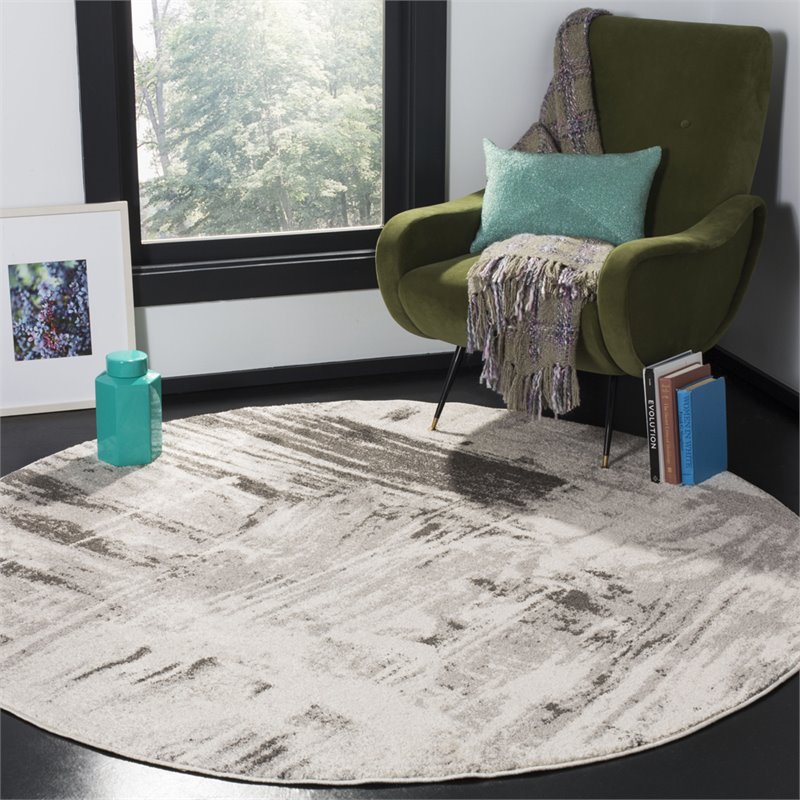 Safavieh Adirondack 7' Round Rug in Ivory and Gray