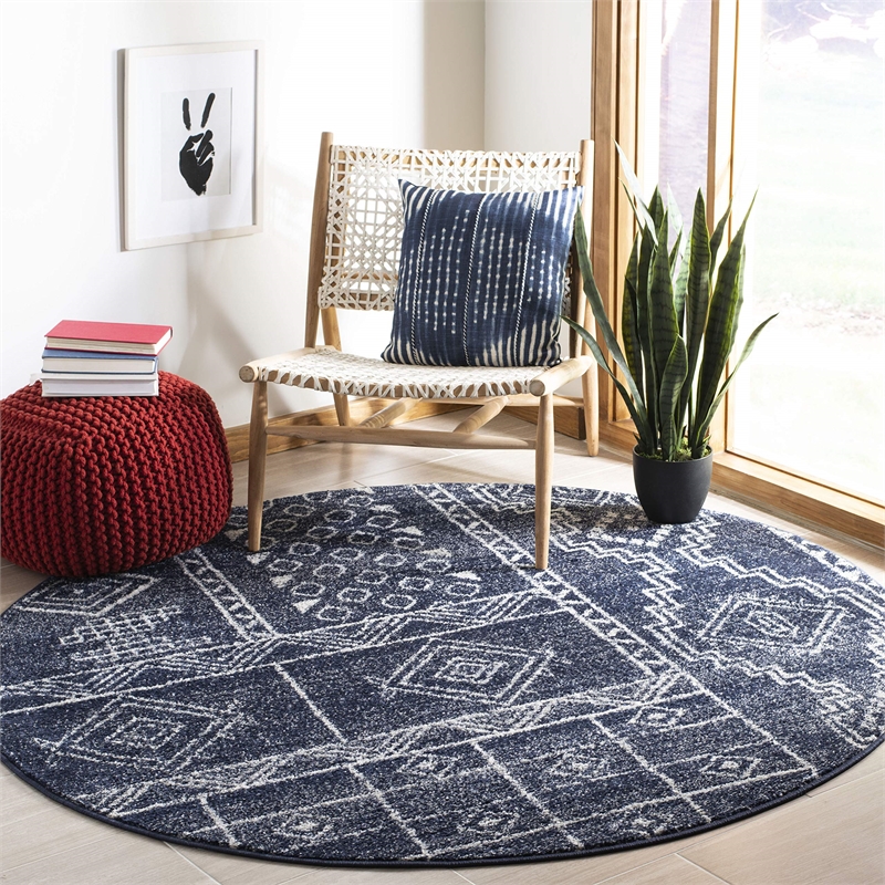 Safavieh Adirondack 6' Round Rug in Navy and White