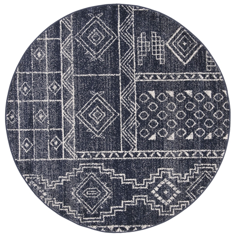 Safavieh Adirondack 6' Round Rug in Navy and White
