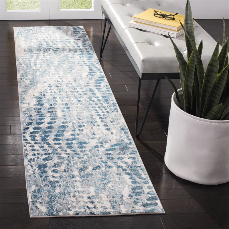 Safavieh Aria 2' x 8' Runner Rug in Ivory and Teal