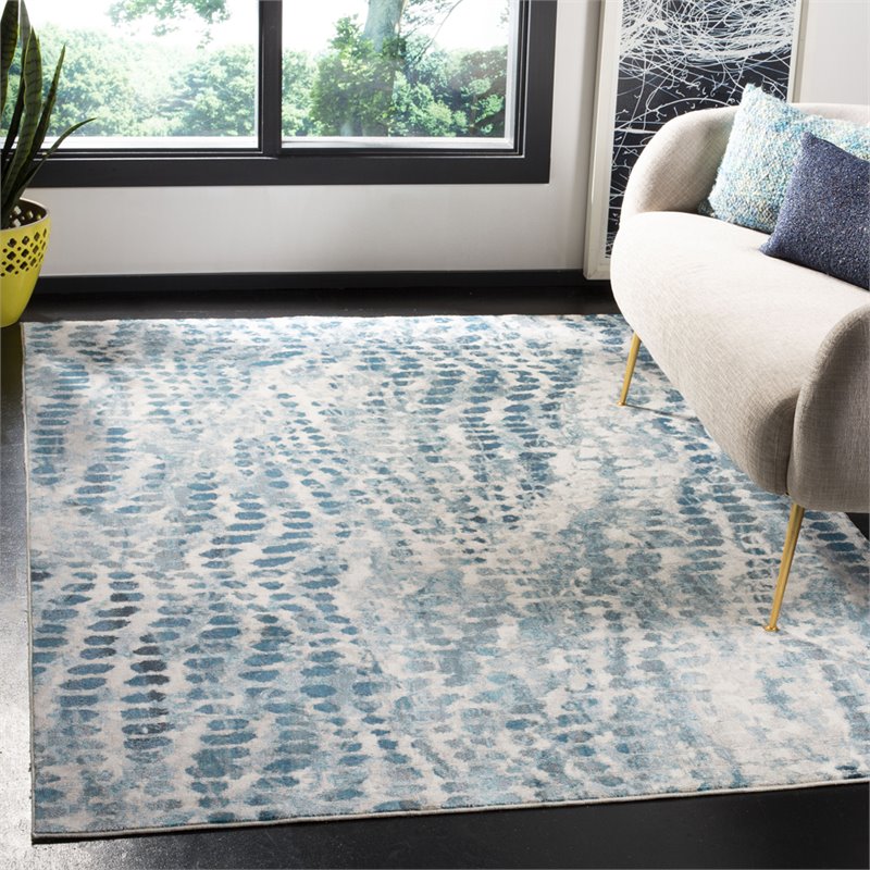Safavieh Aria 4' x 6' Rug in Ivory and Teal