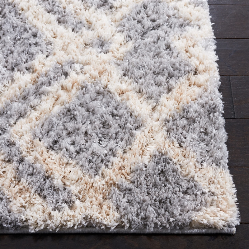 Safavieh Berber 2' x 8' Shag Runner Rug in Gray and Ivory