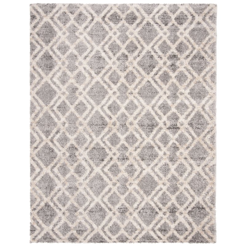 Safavieh 8' x 10' Berber Shag 200 BER215B Ivory / Grey Rug