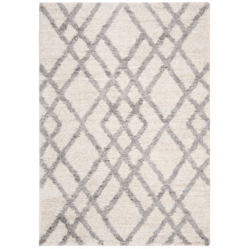 Safavieh Berber 4' x 6' Shag Rug in Ivory and Gray