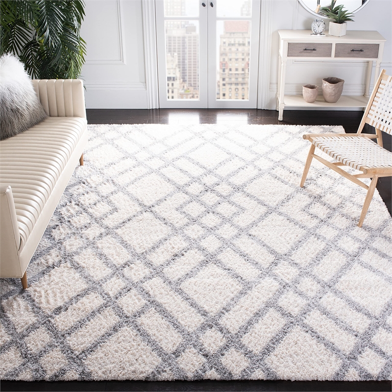 Safavieh Berber 8' x 10' Shag Rug in Ivory and Gray