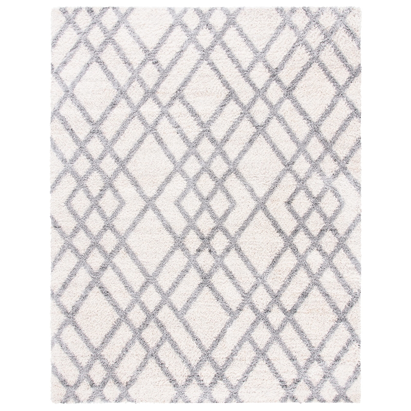 Safavieh Berber 9' x 12' Shag Rug in Ivory and Gray