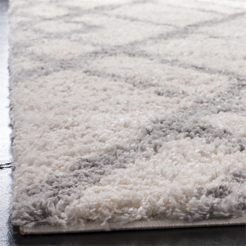 Safavieh Berber 9' x 12' Shag Rug in Ivory and Gray