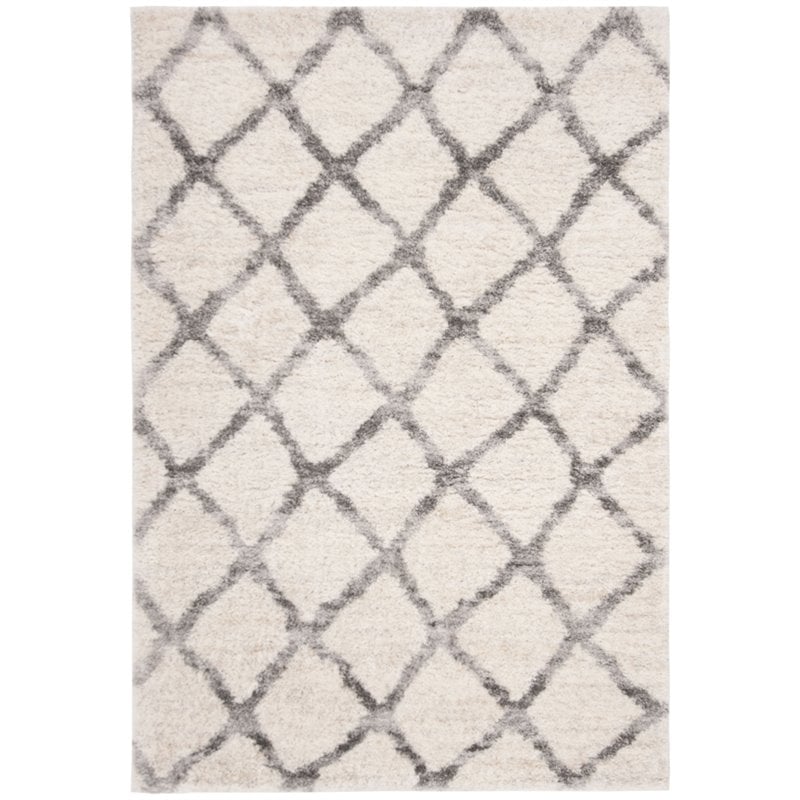 Safavieh Berber 4' x 6' Shag Rug in Ivory and Gray