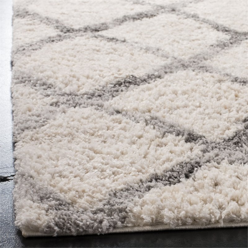Safavieh Berber 9' x 12' Shag Rug in Ivory and Gray