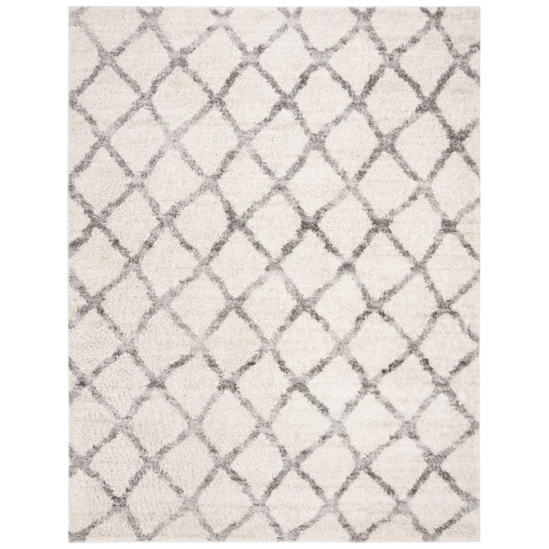 Safavieh Berber 9' x 12' Shag Rug in Ivory and Gray