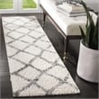 Safavieh Berber 2' x 8' Shag Runner Rug in Ivory and Gray