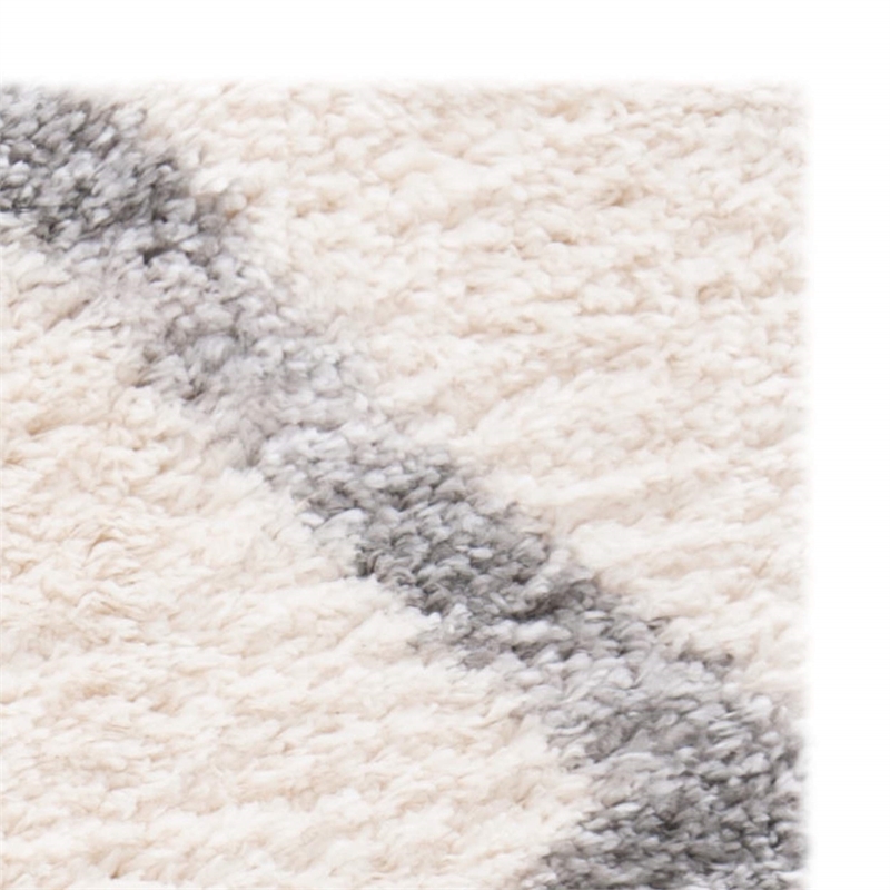 Safavieh Berber 2' x 8' Shag Runner Rug in Ivory and Gray