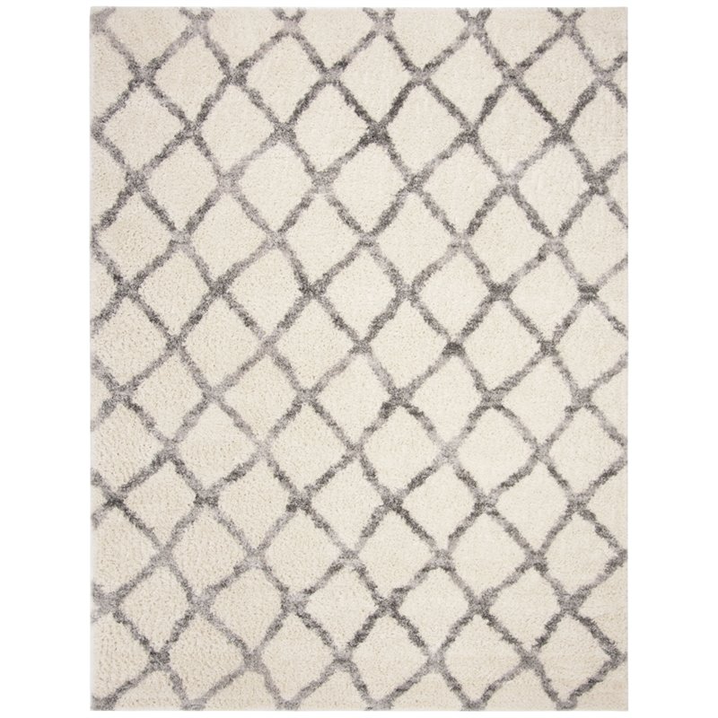 Safavieh 8' x 10' Berber Shag 200 BER215B Ivory / Grey Rug