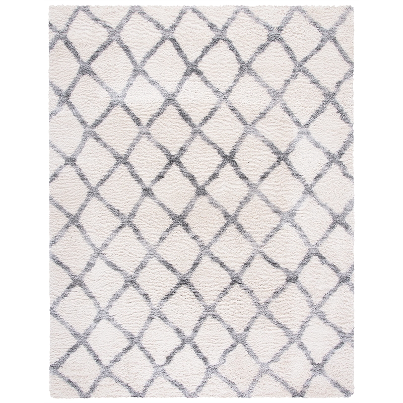Safavieh Berber 9' x 12' Shag Rug in Ivory and Gray