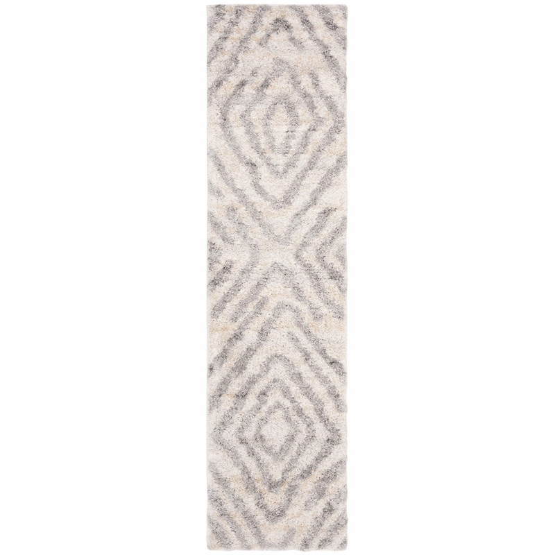 Safavieh Berber 2' x 8' Shag Runner Rug in Ivory and Gray