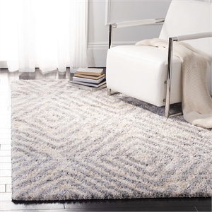 Safavieh Berber 6'7&quot Square Shag Rug in Ivory and Gray