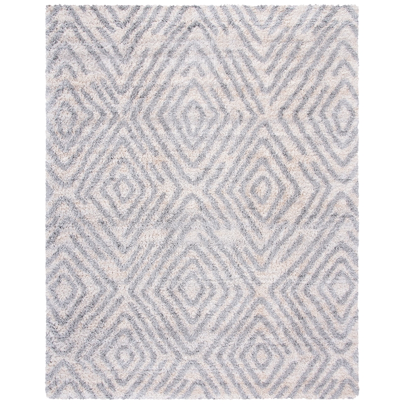 Safavieh Berber 9' x 12' Shag Rug in Ivory and Gray