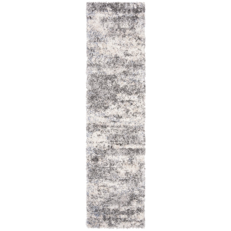 Safavieh Berber 2' x 8' Shag Runner Rug in Gray and Ivory