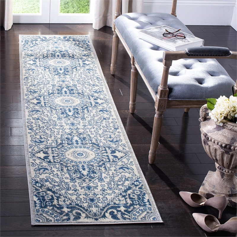 Safavieh Brentwood 2' x 8' Runner Rug in Ivory and Blue