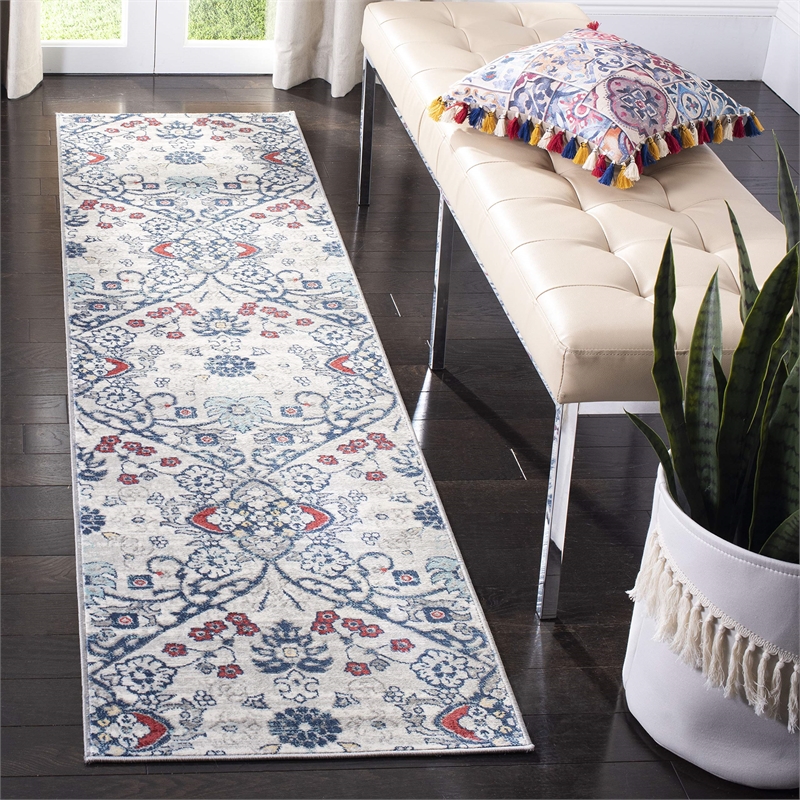 Safavieh Brentwood 2' x 8' Runner Rug in Navy and Gray