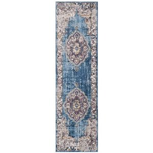 Safavieh Bristol 2'3&quot x 10' Runner Rug in Blue and Light Gray