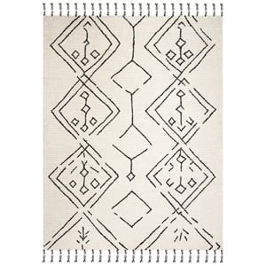 Safavieh Casablanca 8'-0&quot x 10'-0&quot Wool Hand Tufted Rug in Ivory / Black