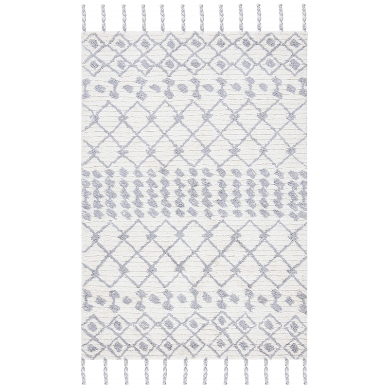 Safavieh Casablanca 4' x 6' Hand Tufted Wool Rug in Ivory and Gray