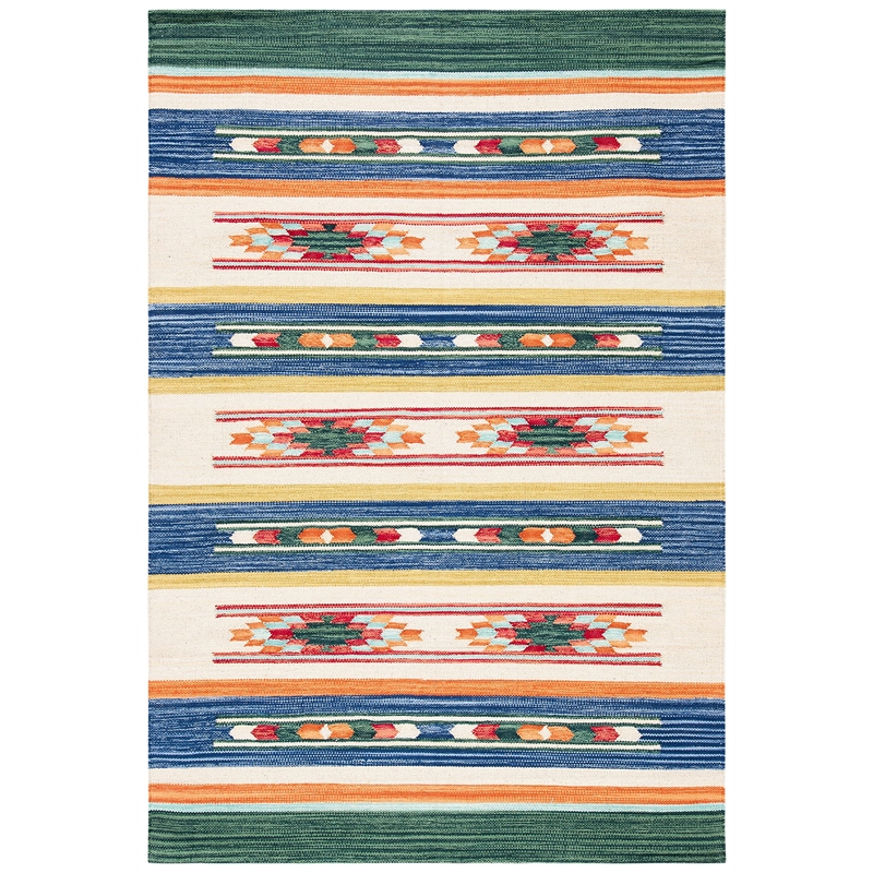Safavieh Cotton Kilim 4' x 6' Hand Loomed Rug in Blue and Ivory